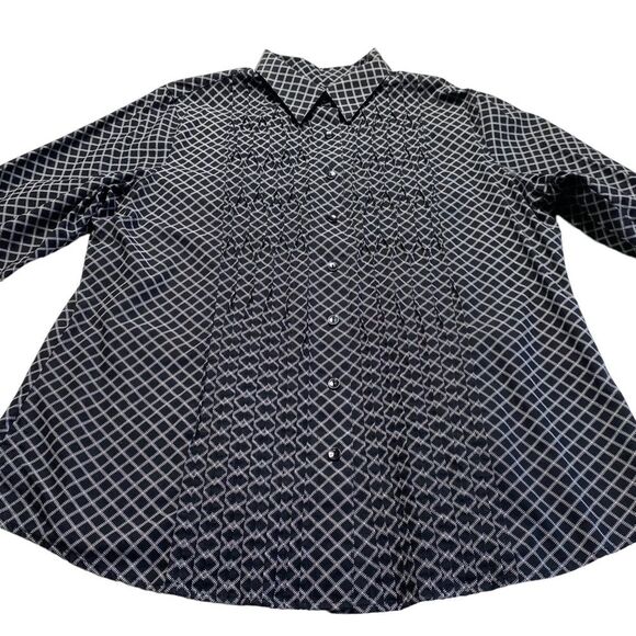 Coldwater Creek 100% Cotton Button Down Windowpane Pintuck Shirt Sz PL (14-16) - Picture 4 of 14